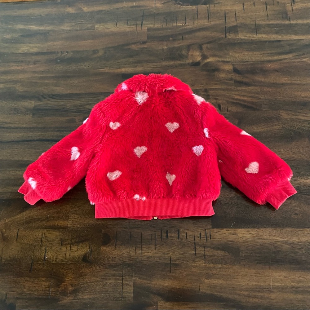 Janie and Jack Faux Fur Heart Bomber Jacket - Picture 5 of 9